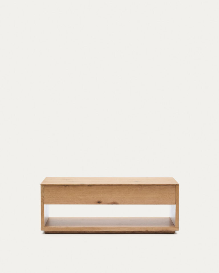 Mesa de centro elevable Alguema en chapa de roble con acabado natural 120 x 60 cm