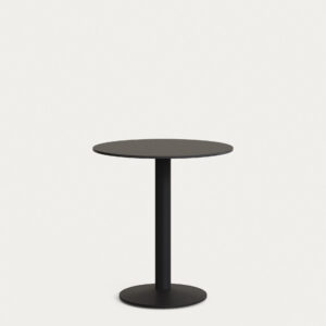 Mesa redonda de exterior Esilda negro con pie de metal acabado pintado negro Ø 70 x 70 cm