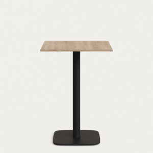 Mesa alta Dina melamina acabado natural con pie de metal acabado pintado negro 60x60x96 cm