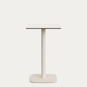 Mesa alta de exterior Dina blanco con pie de metal con acabado pintado blanco 60x60x96 cm