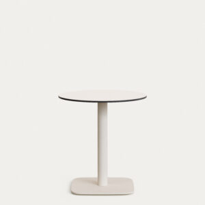 Mesa redonda de exterior Dina blanco con pie de metal con acabado pintado blanco Ø 68x70cm