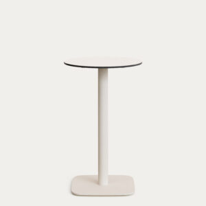 Mesa alta redonda de exterior Dina blanco pie de metal acabado pintado blanco Ø 60 x 96 cm