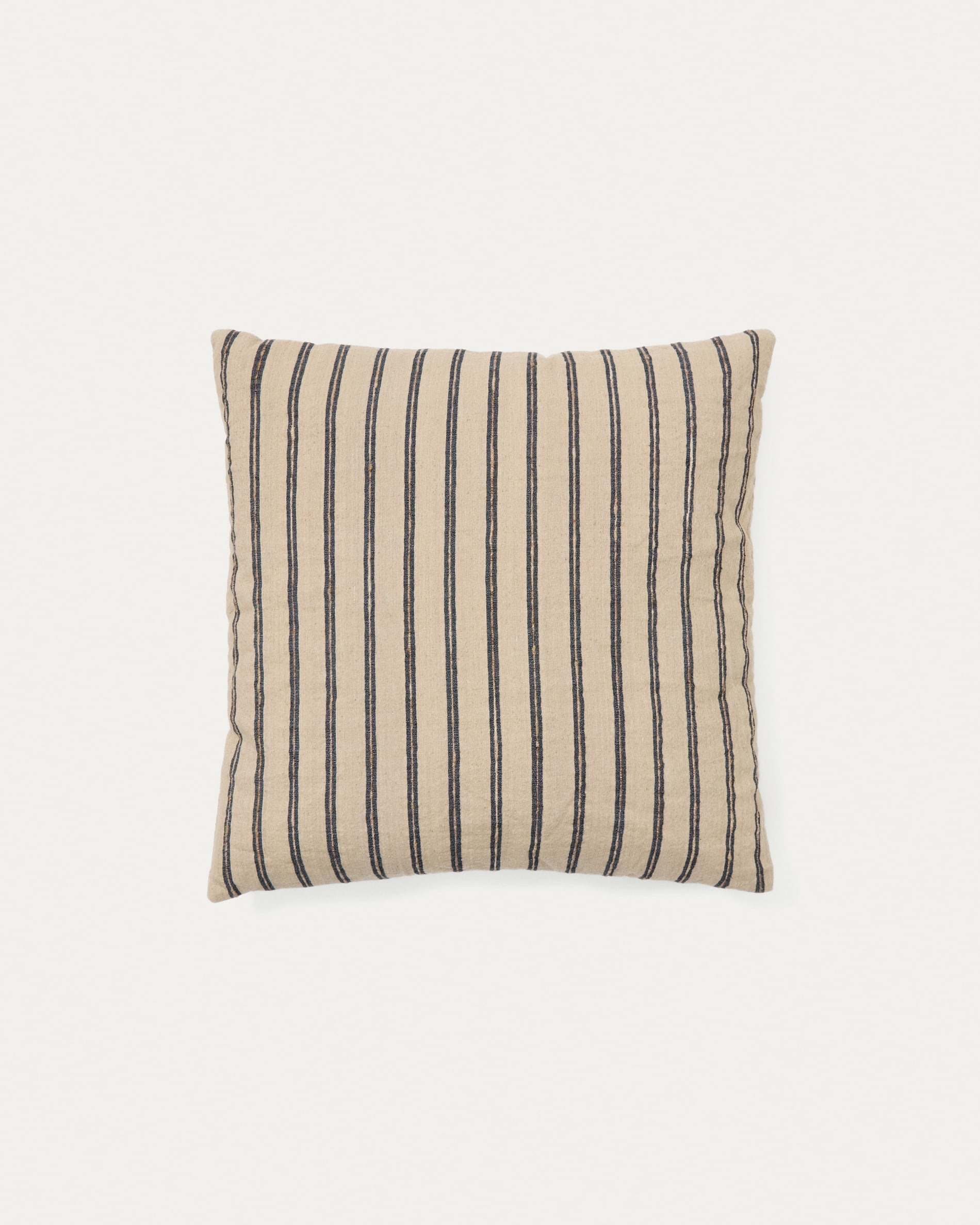 Funda de cojín Caliu de seda y algodón beige a rayas gris 45 x 45 cm