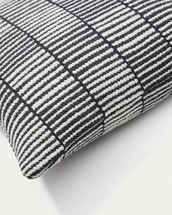 Funda de cojín Levu 100% algodón a rayas negro y blanco 45 x 45 cm
