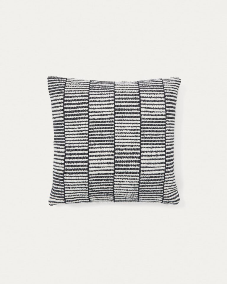 Funda de cojín Levu 100% algodón a rayas negro y blanco 45 x 45 cm