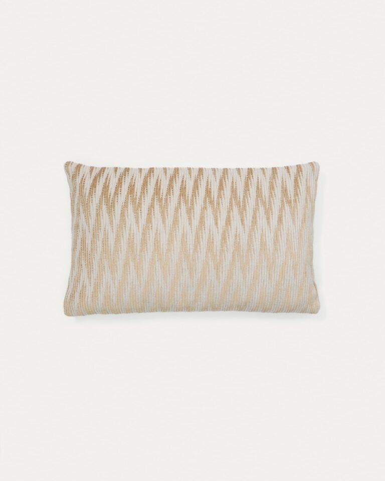 Funda de cojín Sigato de viscosa y algodón beige y crudo 50 x 30 cm