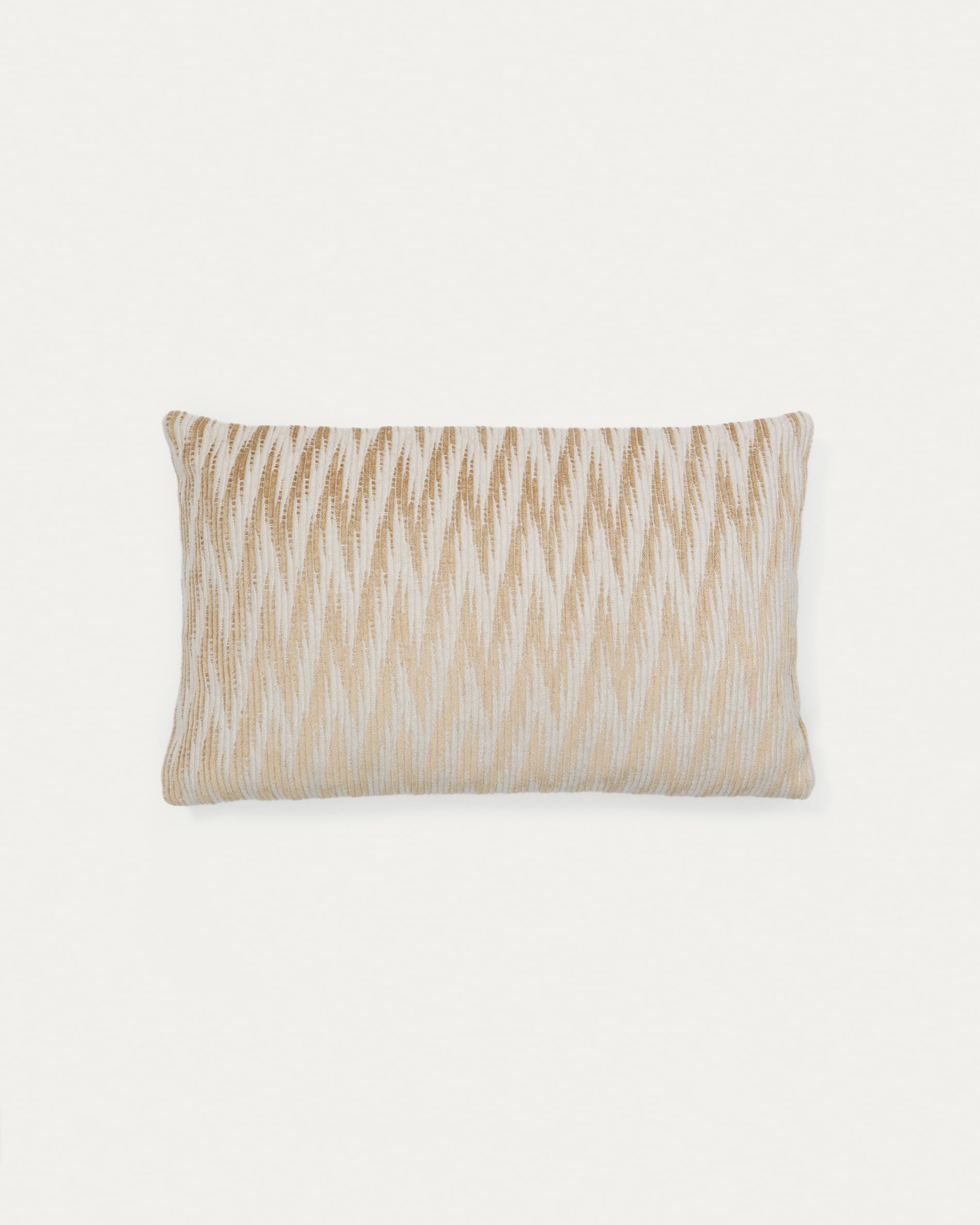 Funda de cojín Sigato de viscosa y algodón beige y crudo 50 x 30 cm