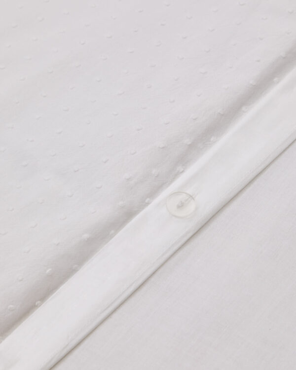 Set Atenie fundas nórdica y almohada 100% algodón percal blanco detalle plumeti cama 90 cm