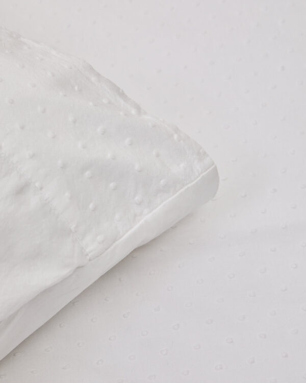Set Atenie fundas nórdica y almohada 100% algodón percal blanco detalle plumeti cama 90 cm