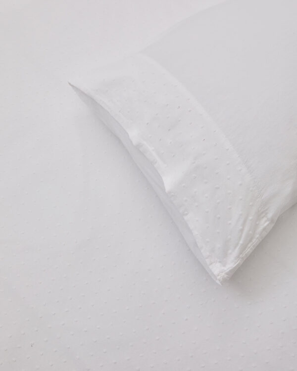 Set Atenie fundas nórdica y almohada 100% algodón percal blanco detalle plumeti cama 90 cm