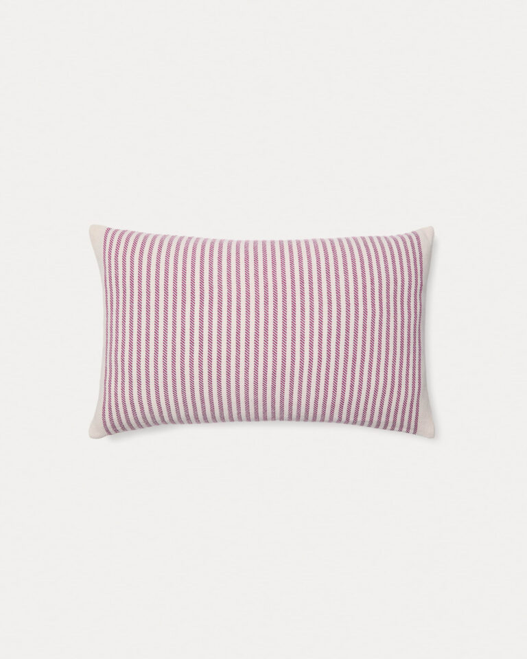 Funda de cojín Lioris de algodón con rayas rosa 60 x 40 cm