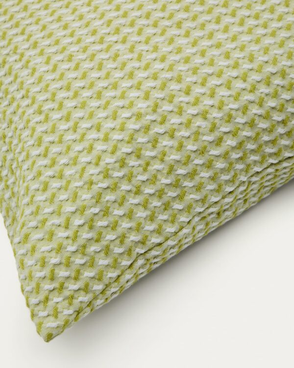 Funda de cojín Lunira con tejido estructura waffle verde 50 x 50 cm