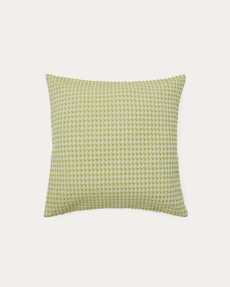 Funda de cojín Lunira con tejido estructura waffle verde 50 x 50 cm