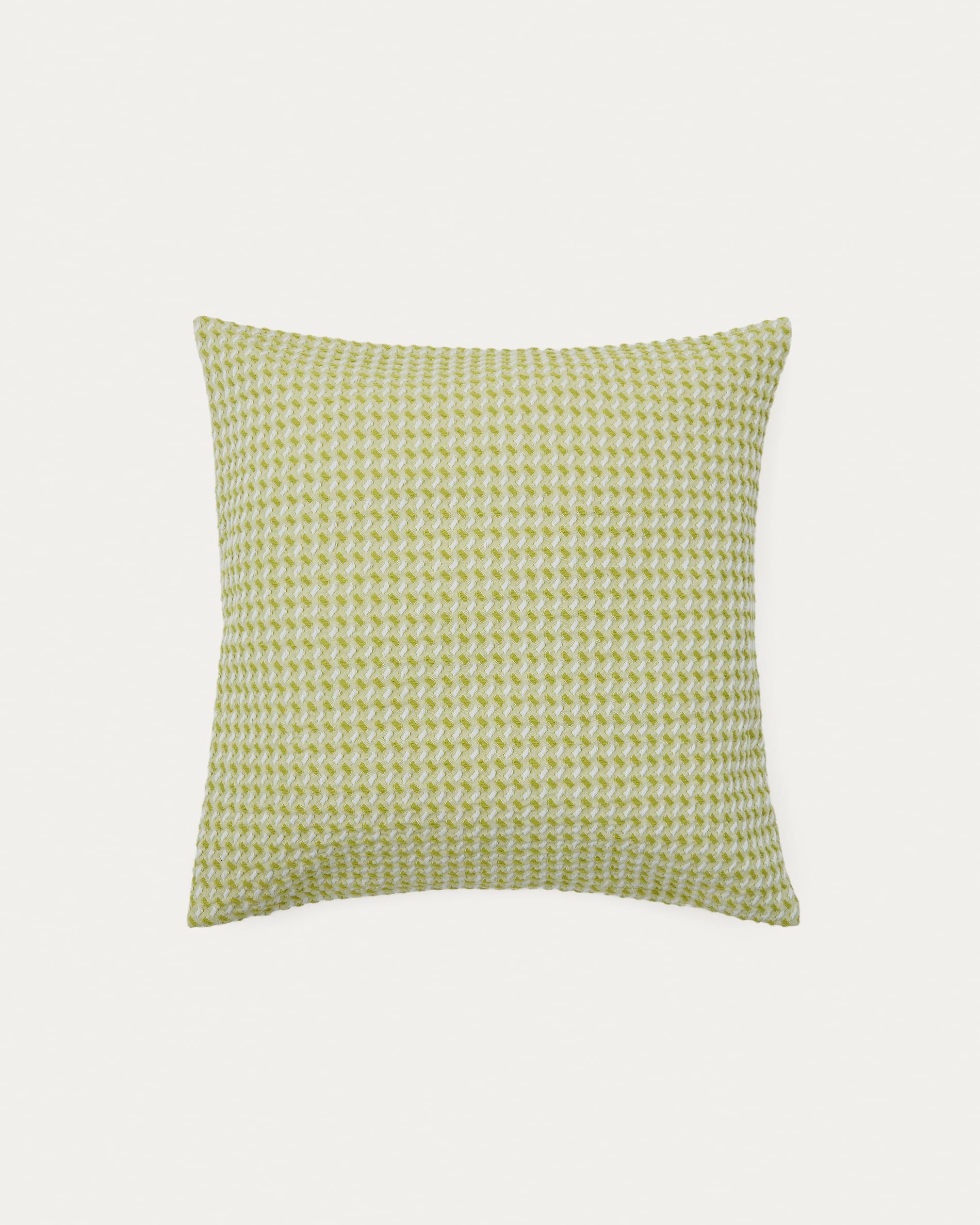 Funda de cojín Lunira con tejido estructura waffle verde 50 x 50 cm