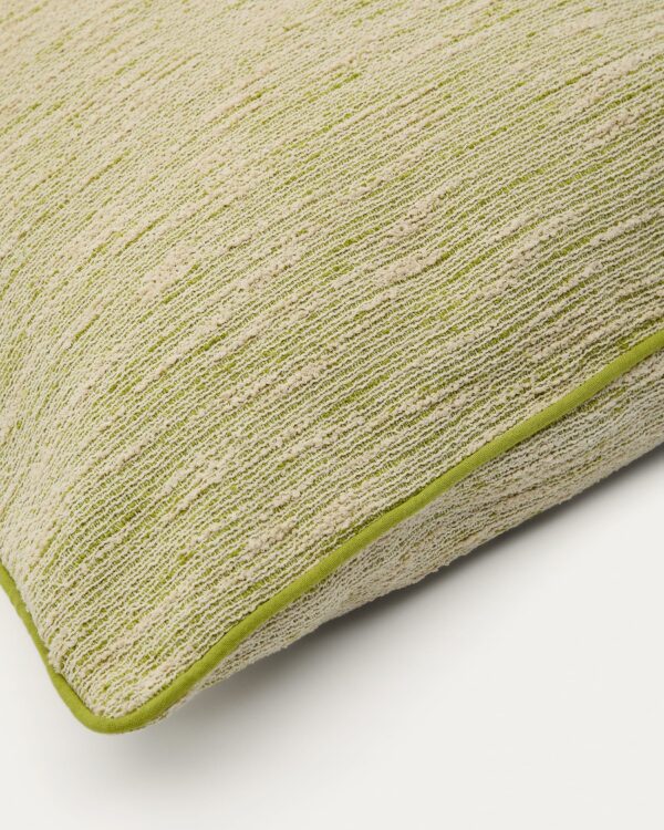 Funda de cojín Brisella jacquard con vivo a contraste verde 45 x 45 cm