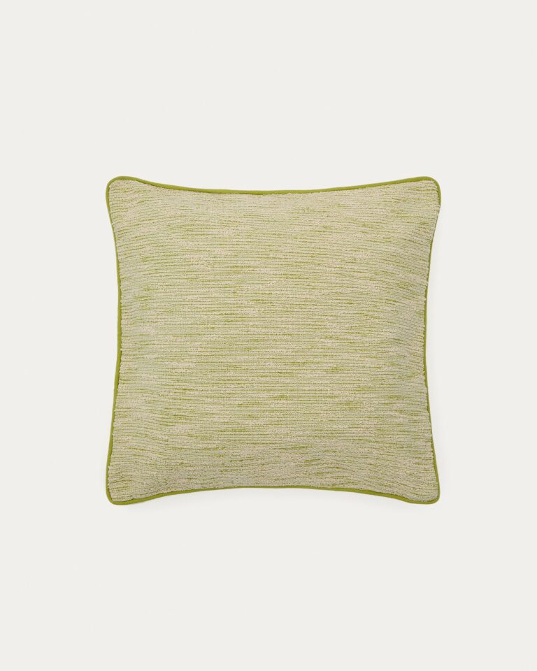 Funda de cojín Brisella jacquard con vivo a contraste verde 45 x 45 cm