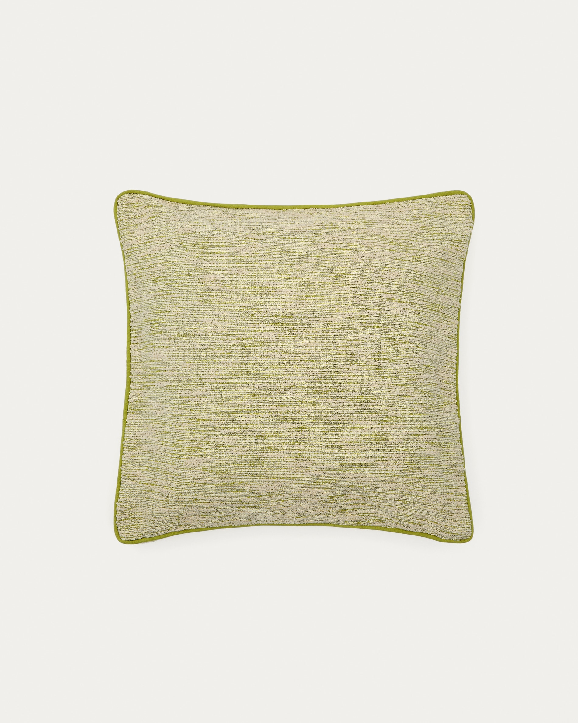 Funda de cojín Brisella jacquard con vivo a contraste verde 45 x 45 cm