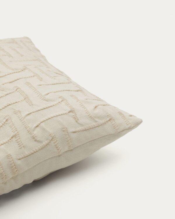 Funda de cojín Lir de algodón bordado beige 30 x 50 cm