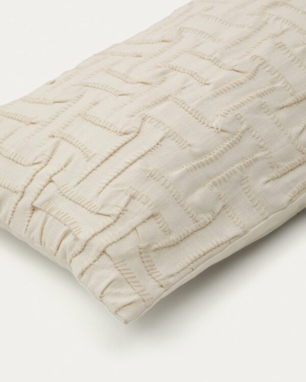 Funda de cojín Lir de algodón bordado beige 30 x 50 cm