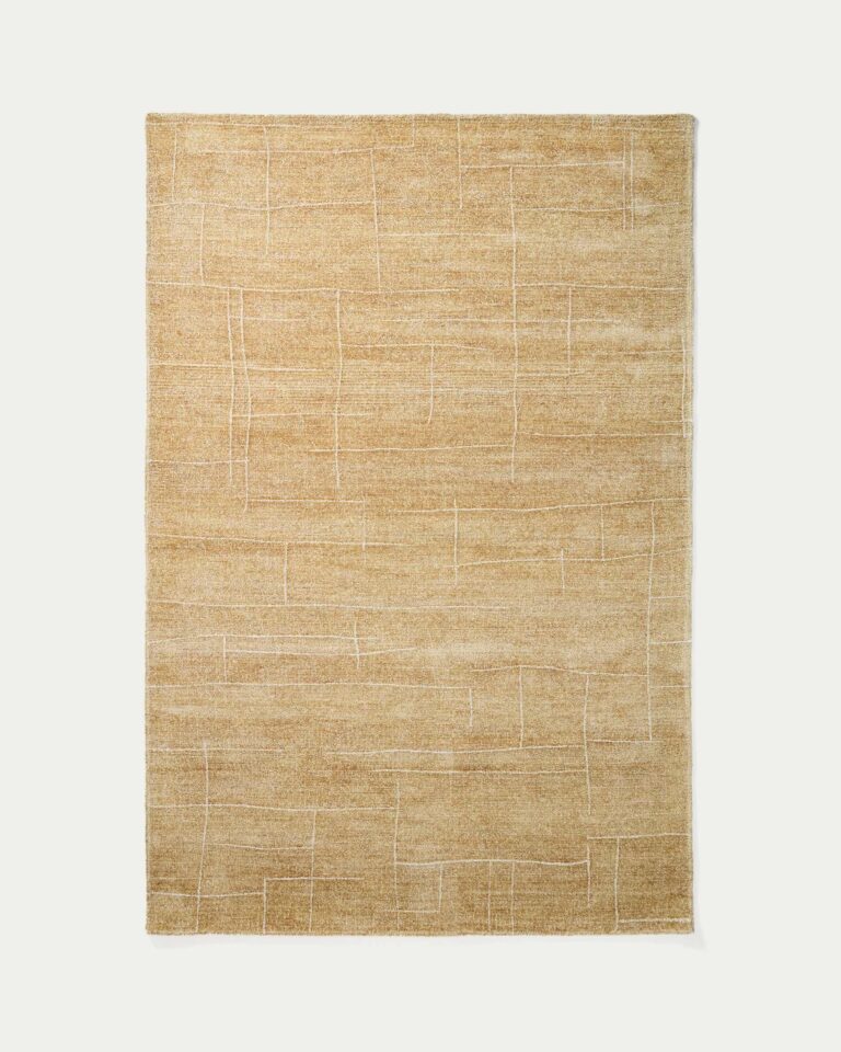 Alfombra Eloda de lana y viscosa mostaza 160 x 230 cm