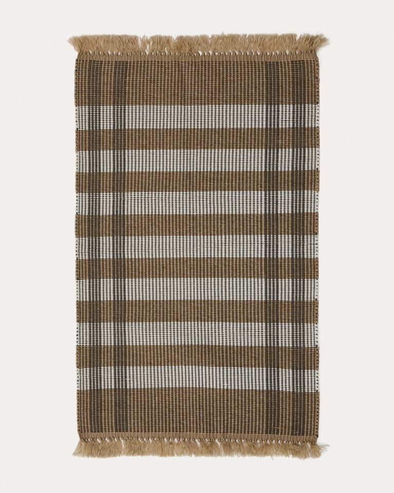 Alfombra Barani de fibras sintéticas marrón y beige 60 x 90 cm