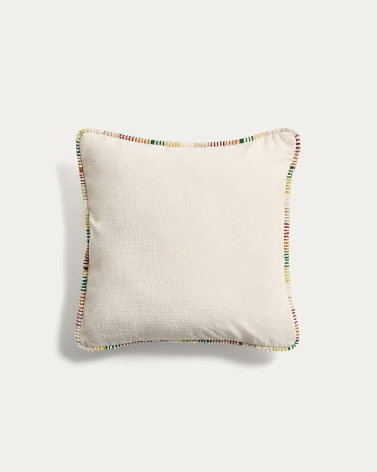 Funda de cojín Enari de algodón crudo con vivo a contraste multicolor 45 x 45 cm
