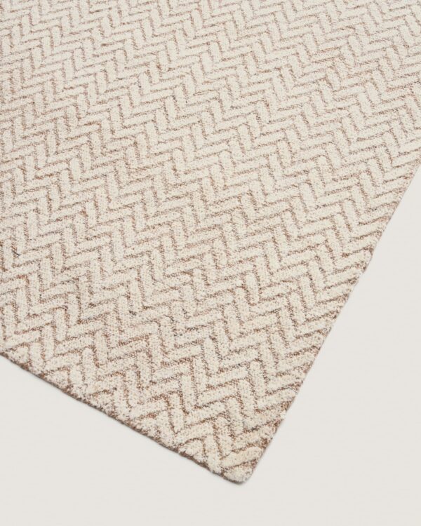 Alfombra Calira de lana jacquard trenzado beige 300 x 200 cm