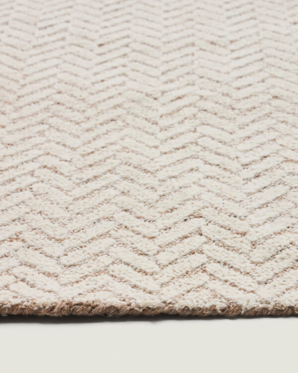 Alfombra Calira de lana jacquard trenzado beige 300 x 200 cm