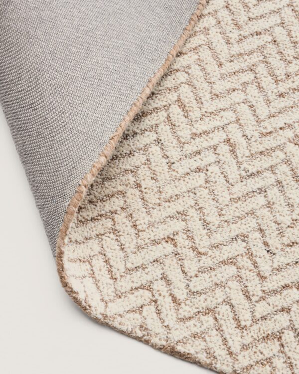 Alfombra Calira de lana jacquard trenzado beige 300 x 200 cm