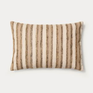 Funda de cojín Dorevi mezcla seda jacquard rayas crudo 40 x 60 cm