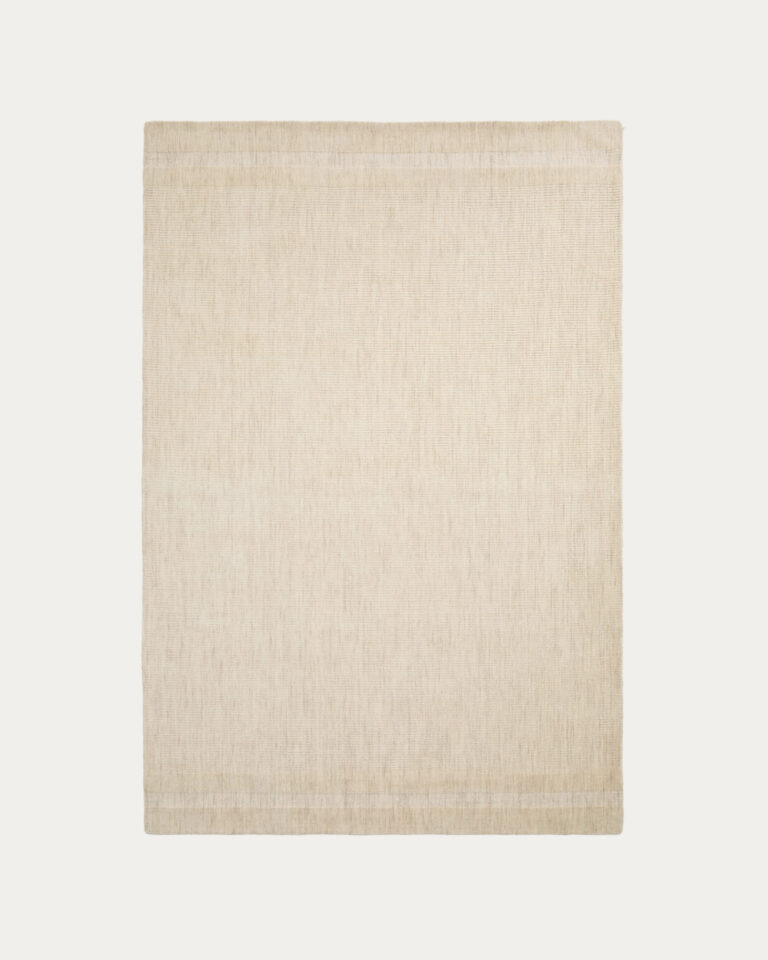 Alfombra Dalena de lana jacquard raya beige 230 x 160 cm