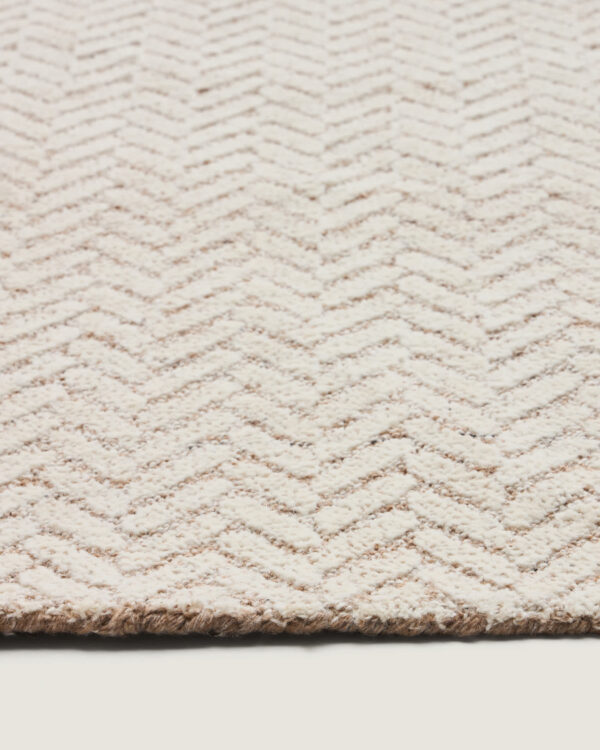 Alfombra Calira de lana jacquard trenzado beige 230 x 160 cm