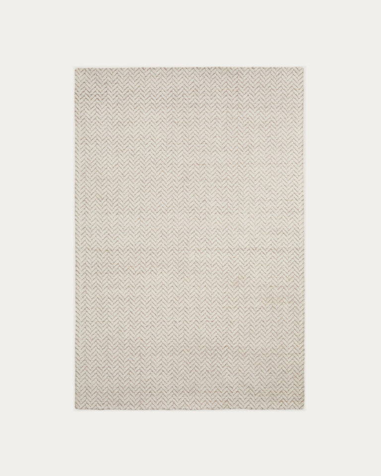 Alfombra Calira de lana jacquard trenzado beige 230 x 160 cm