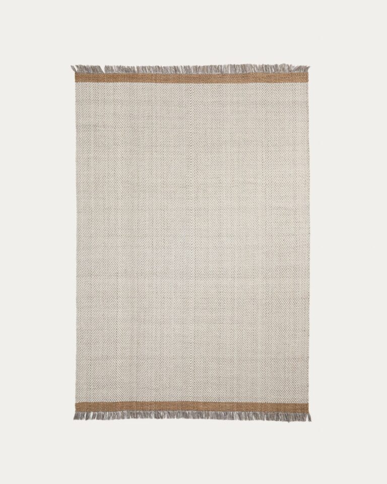 Alfombra Brina de lana jacquard espiga beige 230 x 160 cm
