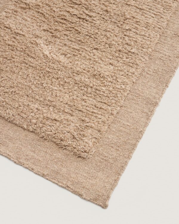 Alfombra pasillera Marely de lana beige 200 x 80 cm