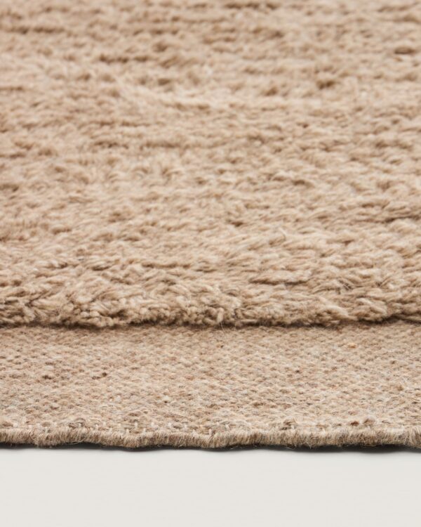 Alfombra pasillera Marely de lana beige 200 x 80 cm