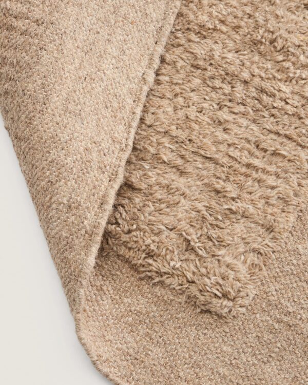 Alfombra pasillera Marely de lana beige 200 x 80 cm