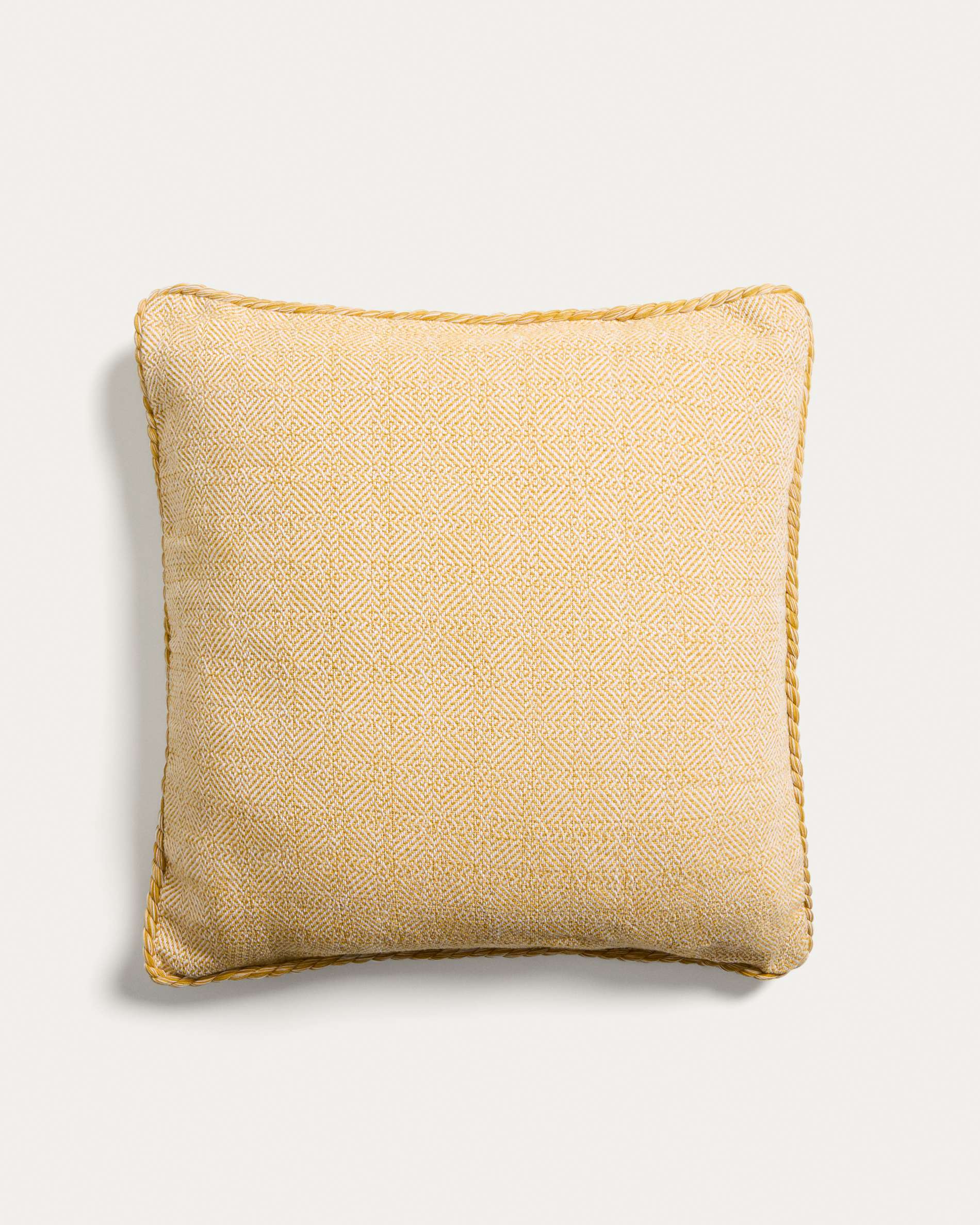Funda de cojín Filor de algodón con trenzado amarillo 50 x 50 cm