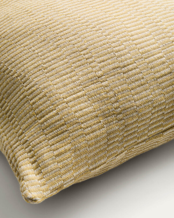 Funda de cojín Nerel algodón y lino jacquard amarillo 50 x 50 cm