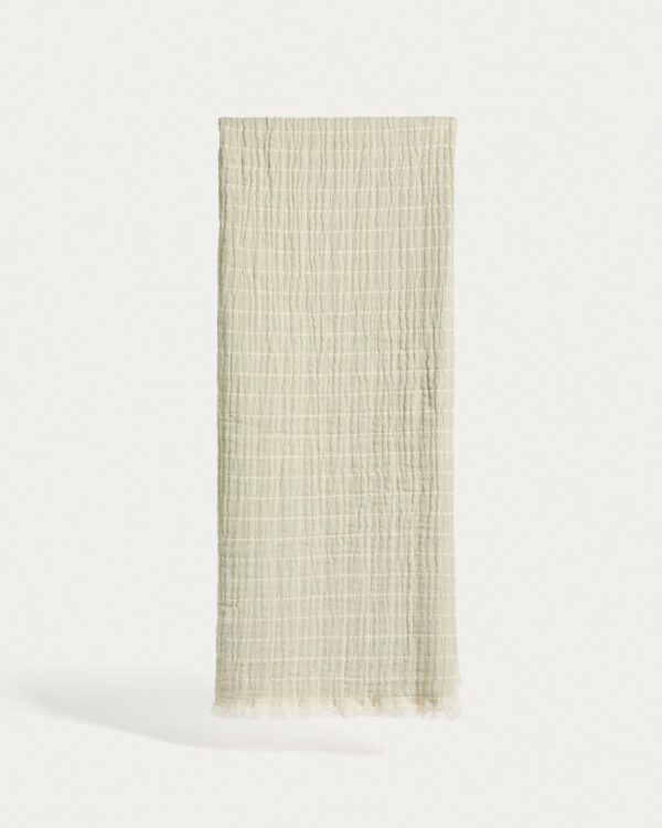 Manta Tivaro 100% algodón jacquard a cuadros verde claro doble faz 130 x 170 cm