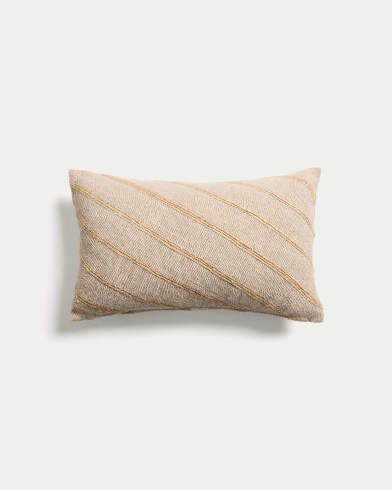 Funda de cojín Riena de lino y viscosa beige 30 x 50 cm