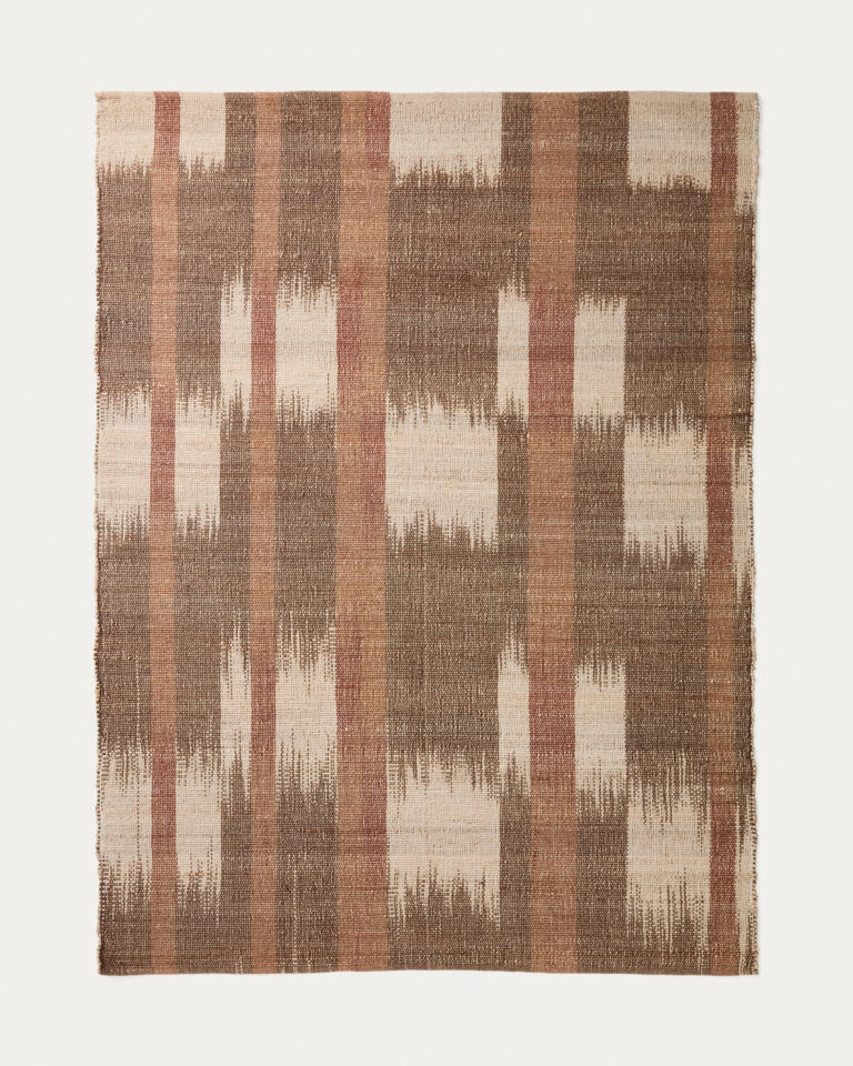 Alfombra Domira de yute con gráfico ikat multicolor 200 x 300 cm
