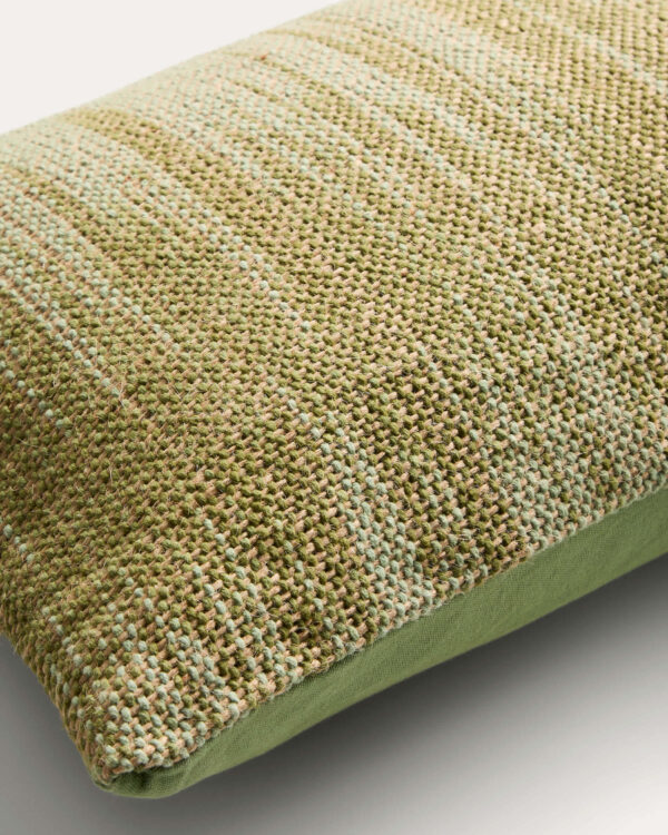Funda de cojín Liroda de yute con gráfico ikat verde 40 x 60 cm