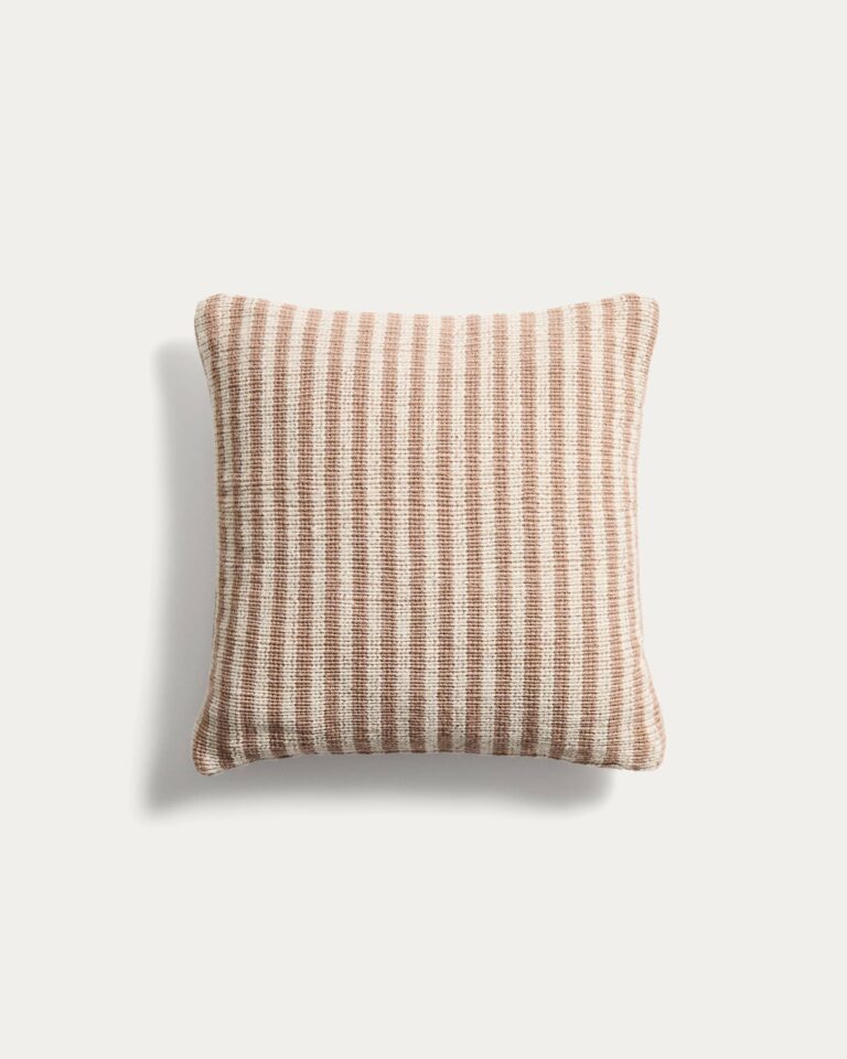 Funda de cojín Dirome 100% PET rayas beige 45 x 45 cm