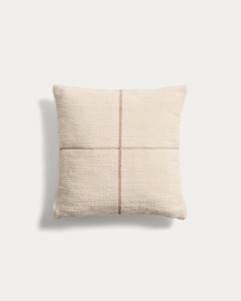 Funda de cojín Atima 100% PET jacquard beige 45 x 45 cm