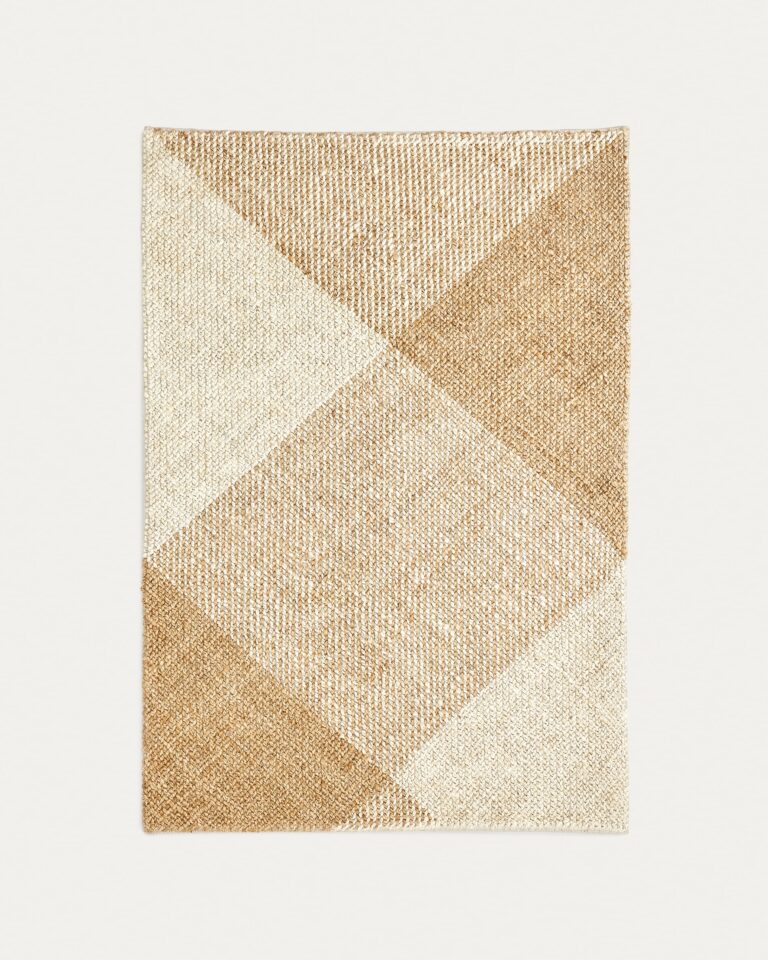 Alfombra Maelan de yute y algodón de cuadros natural 160 x 230 cm