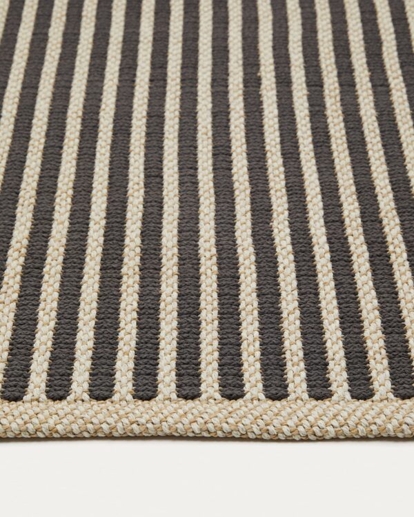 Alfombra Satanca de fibras sintéticas con rayas beige y negro 160 x 230 cm