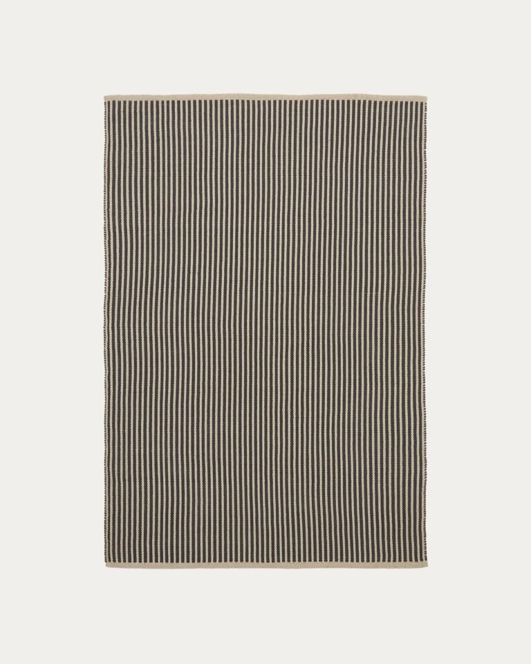 Alfombra Satanca de fibras sintéticas con rayas beige y negro 160 x 230 cm