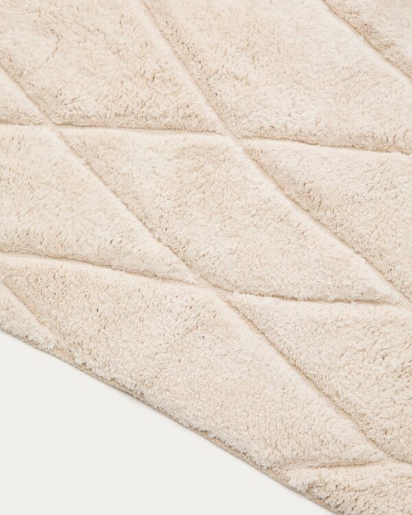 Alfombra de baño Nyana de algodón blanco 50 x 70 cm
