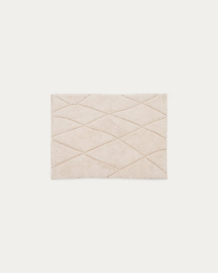 Alfombra de baño Nyana de algodón blanco 50 x 70 cm